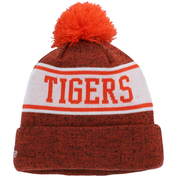 New Era Men's Orange and Navy Detroit Tigers Banner Cuffed Knit Hat with  Pom