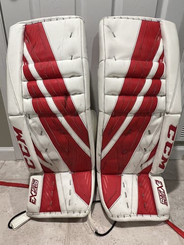 White & Red Senior 32"+1 CCM  Eflex4 Goalie Leg Pads