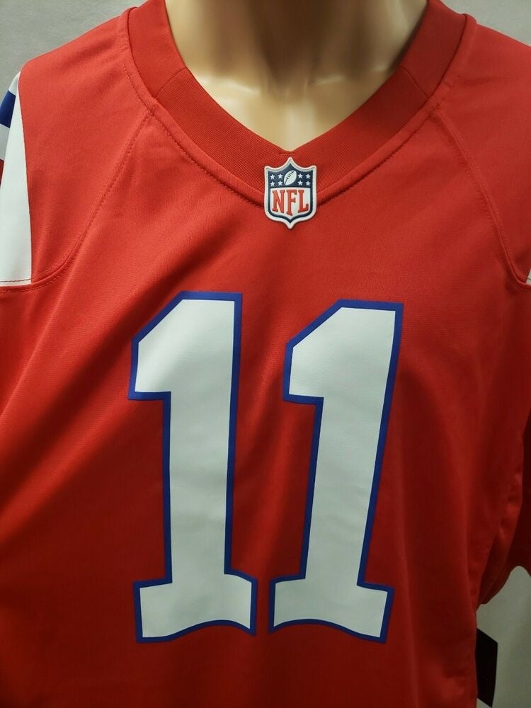 Nike Julian Edelman Red New England Patriots Jersey #11 67NM-NPGA