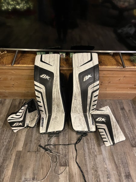 White Senior 34+1" Brian's OPTiK Goalie Leg Pads With Glove And Blocker