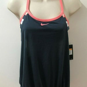 Nike Womens Layered Sport T-Back Tankini Swim Top S Grey NESS9216
