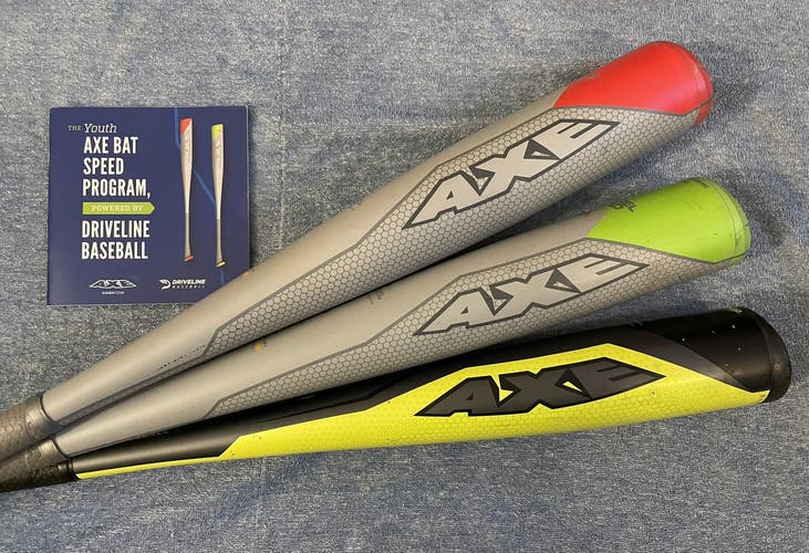 Used 29" Youth AXE Speed Trainers Bats w/ Guidebook and AXE Game Bat Set