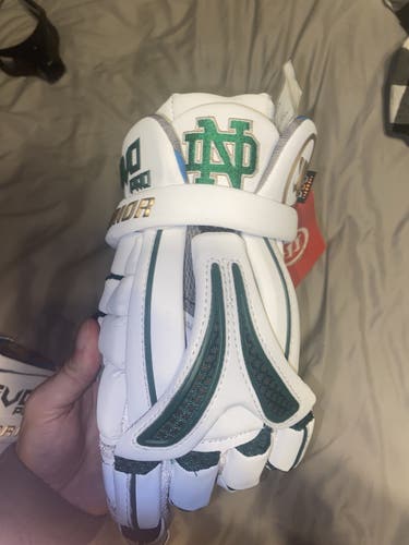 Notre Dame Team Issued White New Warrior 13" Evo Pro Lacrosse Gloves