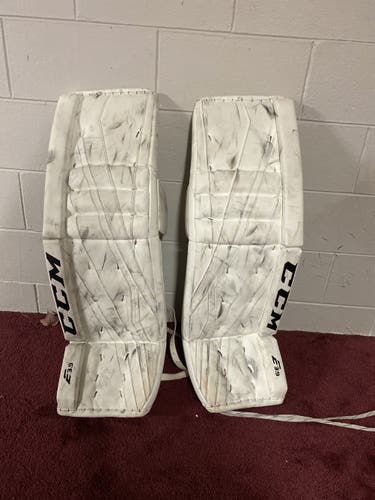 White Senior 35" CCM Extreme Flex E3.9 Goalie Leg Pads