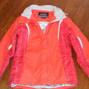 Orange/Coral and pink  ski jacket Youth Used XL Karbon (girls size 16)