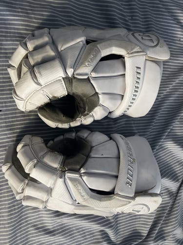 White Used Player's Warrior 14" Burn Lacrosse Gloves