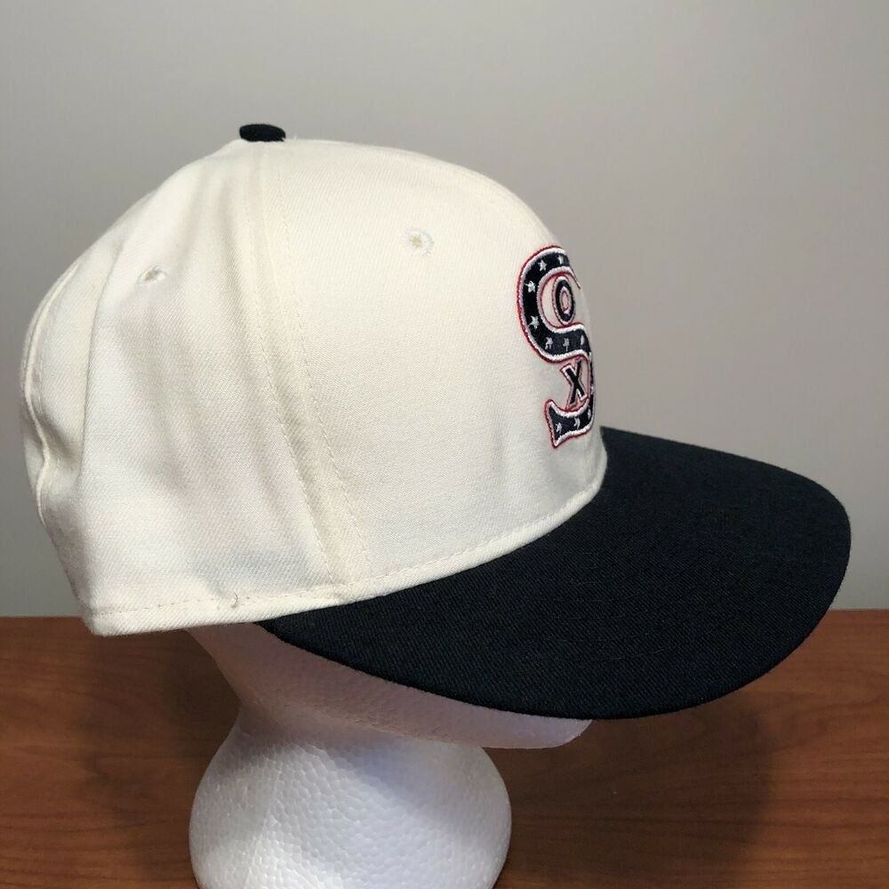 Chicago White Sox Hat Baseball Cap Fitted 7 1/2 Vintage MLB White Roman USA  Made