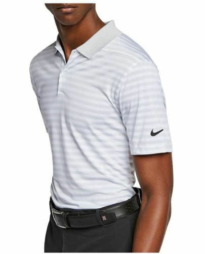Nike Men's Dry Victory Stripe Polo Golf Shirt Platinum Small (S) New #72837
