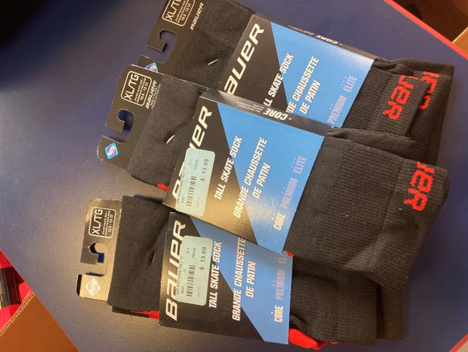 New Senior XL Tall Bauer Skate Sock Bundle