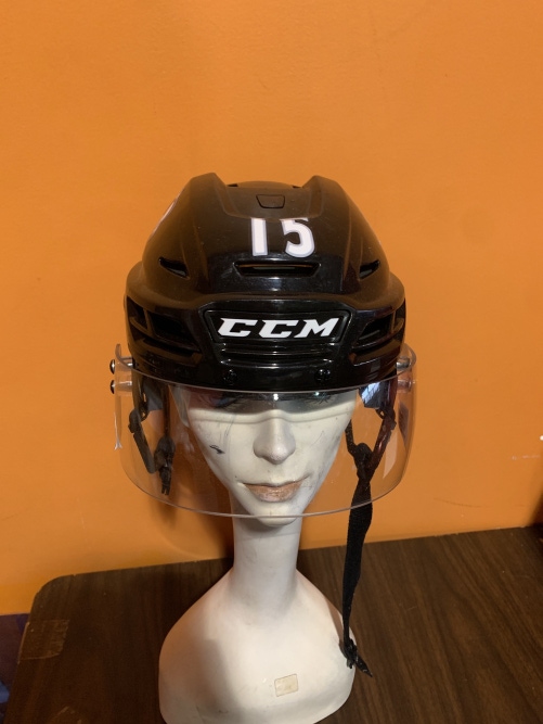 Game Used Black CCM Tacks 710 Pro Stock Helmet Colorado Avalanche Dries Size S