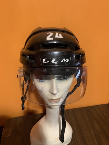 Game Used Black CCM V08 Helmet Size S