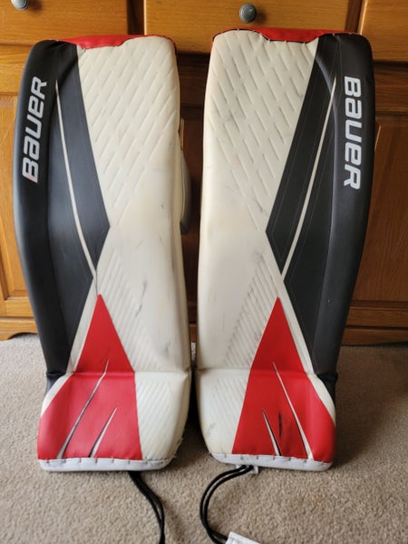 White Goalie Leg Pads Used Senior 33" Bauer Ultrasonic