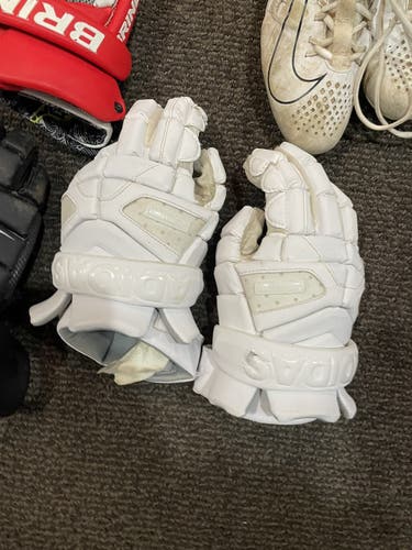 White Used Player's Adidas 13" climacool Lacrosse Gloves