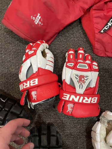 Red Used Player's Brine 13" King IV Lacrosse Gloves