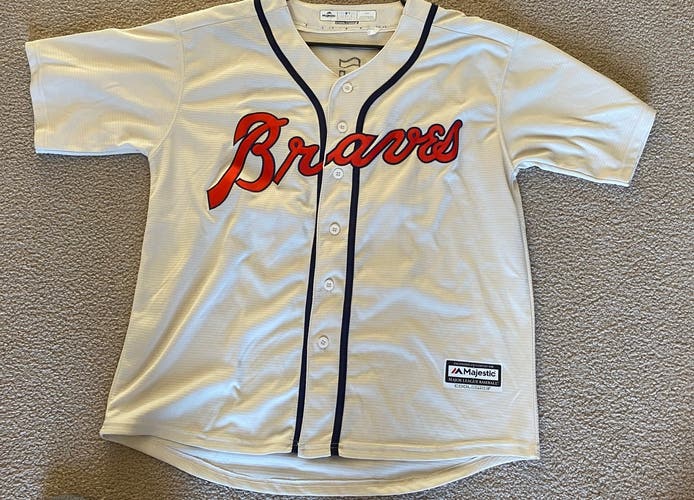 Ronald Acuna Jr. Cream Atlanta Braves Jersey, Size Large