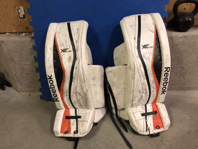 White Senior 34" Reebok  Premier X28 Goalie Leg Pads