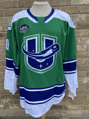 CCM Pro Stock Utica Comets Game Issued Jersey Green LEIER 6569