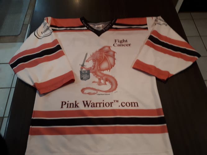 Pink Warrior Hockey Fights Cancer Jersey in Small MENS
