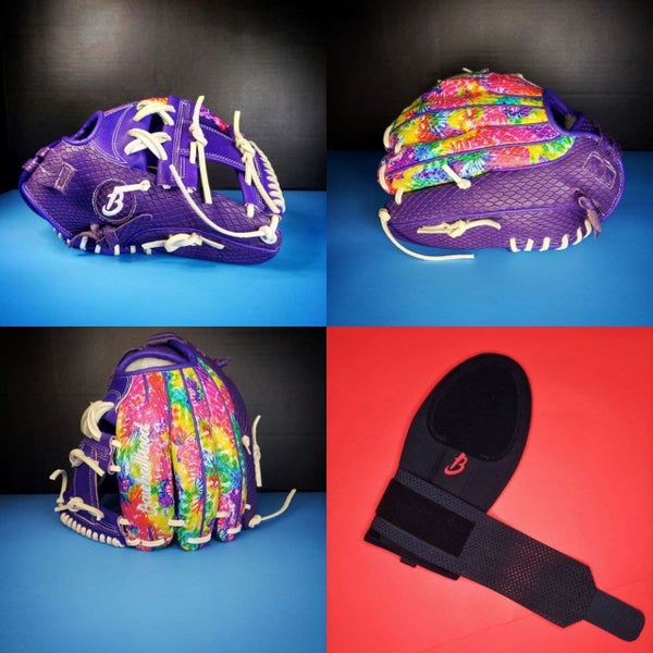 Purple Softball Glove New Right Hand Throw Infield B-PRO 11.5" COMBO with slide mitt