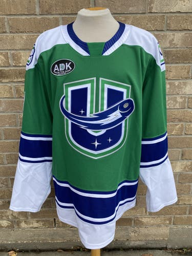 CCM Pro Stock Utica Comets Game Worn Jersey Green LEBLANC 6569