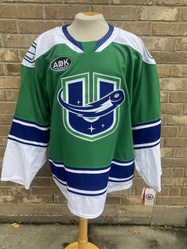 CCM Pro Stock Utica Comets Game Issued Jersey Green FRYE 6569