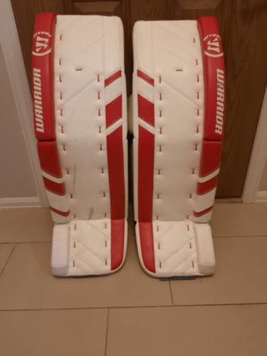 White/red Goalie Leg Pads Used Senior 36+1.5 Warrior Ritual G3