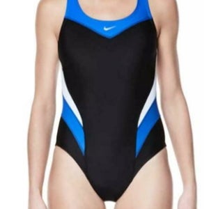 Nike Women's Victory Color Block Power Back Tank Swimsuit NESS4038 32 Blue