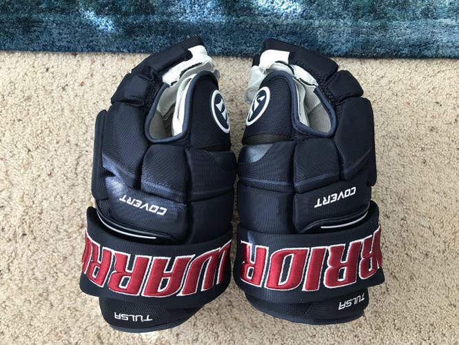 Warrior Covert QRE20 Pro Stock Hockey Gloves Navy Blue Tulsa OILERS