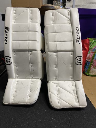 White Goalie Leg Pads Used Junior 24" Warrior Ritual GT2