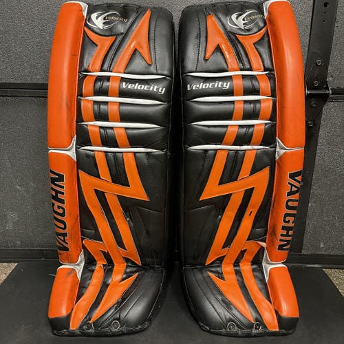 Vaughn Velocity 7500 Pro Goalie Pads • 35 + 2” • Orange Black White