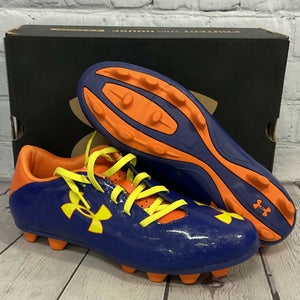 NEW Under Armour Blur 3 HG JR Youth Low Cut Soccer Cleats Size 3.5Y Orange Blue