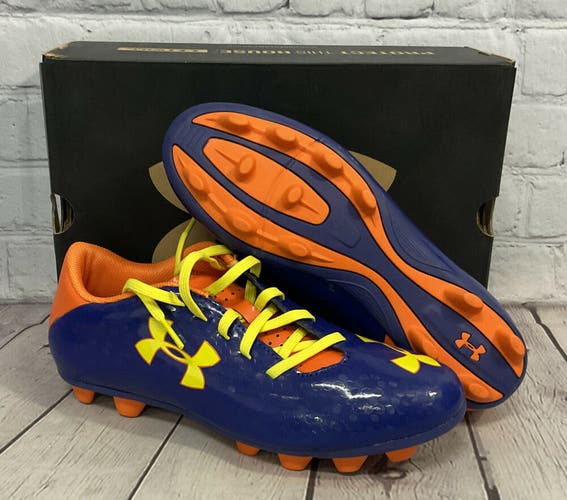 NEW Under Armour Blur 3 HG JR Youth Low Cut Soccer Cleats Size 3.5Y Orange Blue