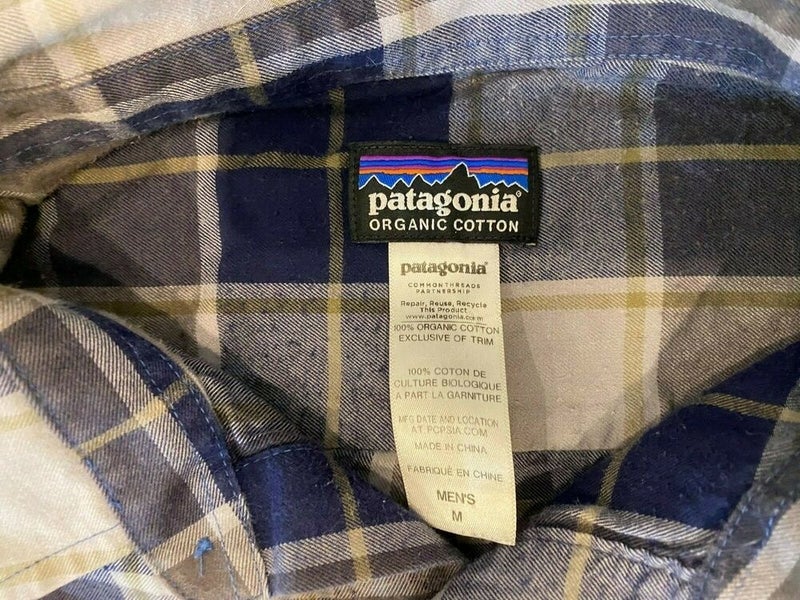 (2) Patagonia Plaid Button Front Shirts Men's Medium Organic Cotton & Worn Wear