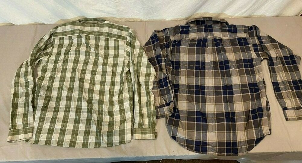 (2) Patagonia Plaid Button Front Shirts Men's Medium Organic Cotton & Worn Wear