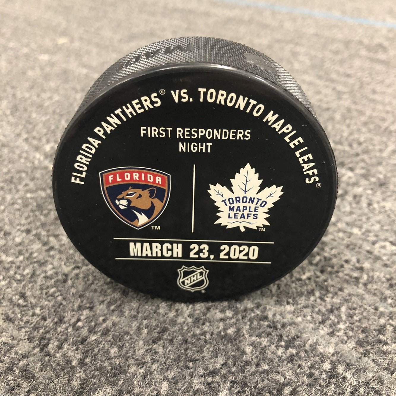 Florida Panthers Toronto Maple Leafs Game Used Warm Up Puck 12/15/18 Hockey  NHL!