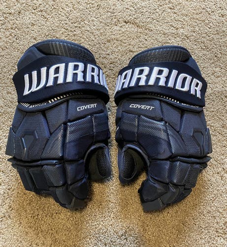 Warrior Covert QRE 10 Senior Used Hockey Gloves - 15 Inch - Navy