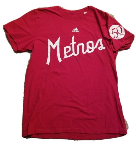 ADIDAS Metros 50th Year Short Sleeve Mens T-Shirt Red Medium M - Sports Team