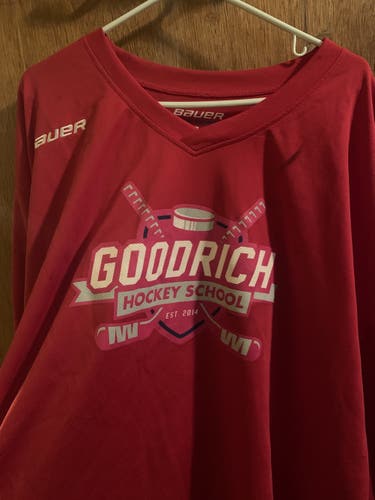 Red Used Goalie Cut Bauer Jersey