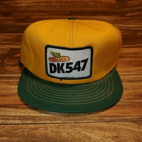 Vintage Dekalb DK547 USA Swingster Farmer Patch Yellow Trucker Hat Cap Snapback