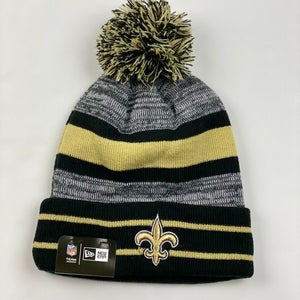 New Orleans Saints Hat NFL Cuffed Knit Striped Pom Winter Beanie Hat New Era NWT