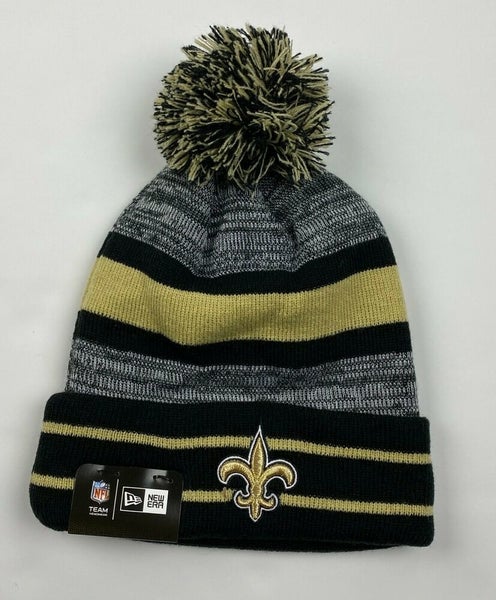 NWT New Era NFL New Orleans Saints Beanie Pom Cuffed Knit Hat Black Gold  White