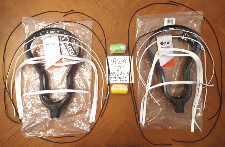 2 New STX Galaxy/Black Unstrung Hammer Omega Heads w/2 FREE meshes (Hero 2.0 semisoft) + stringkits