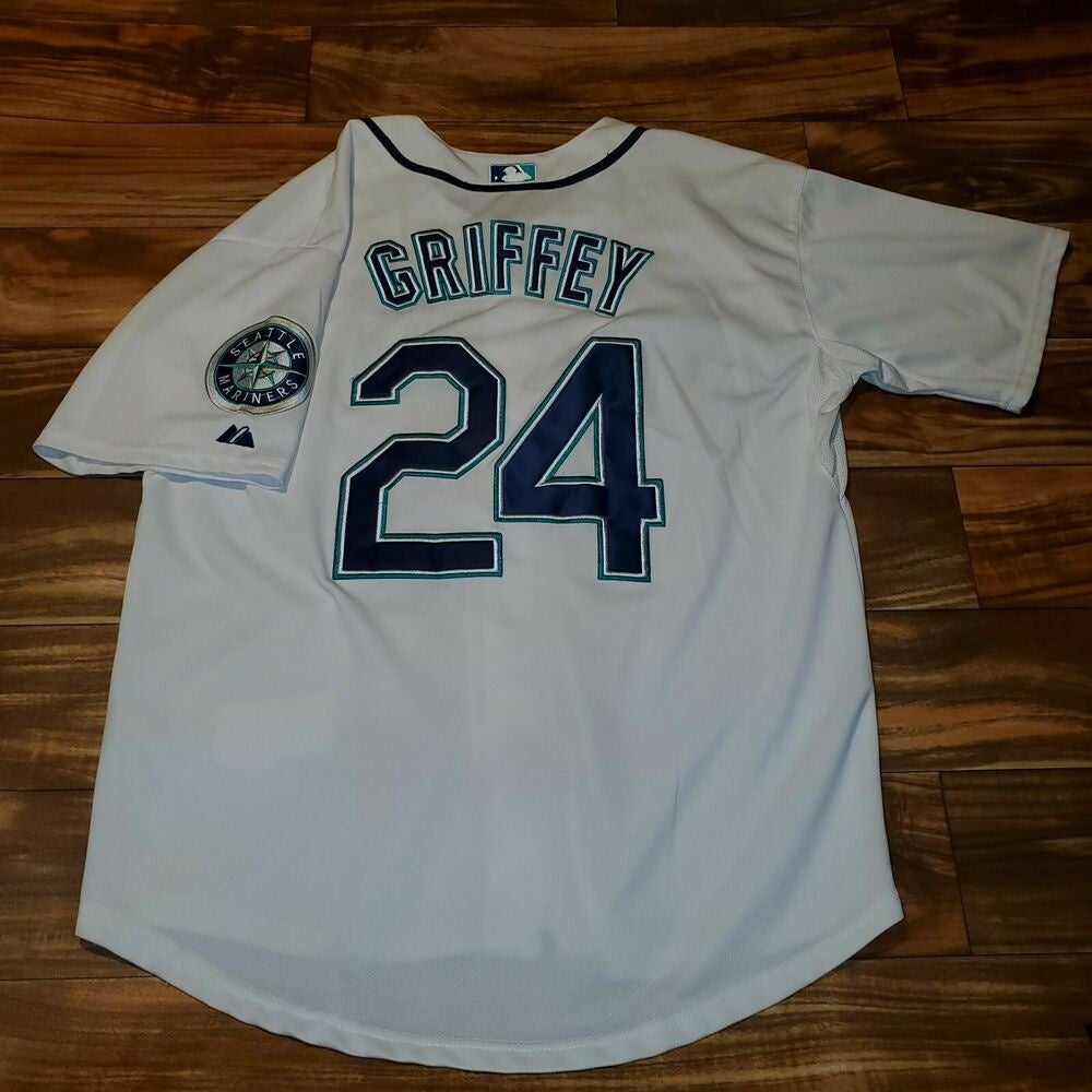 Vintage Rare Mariners Ken Griffey Jr Stitched Majestic MLB Sports Jersey  Size 44