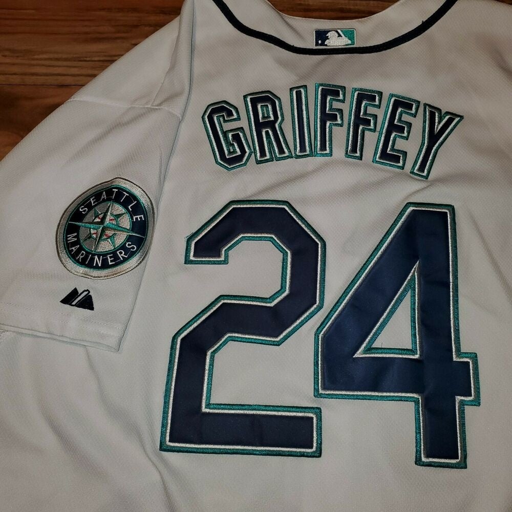 New Ken Griffey Jr Seattle Mariners Throwback Mens Large L Rare Stitched  Jersey