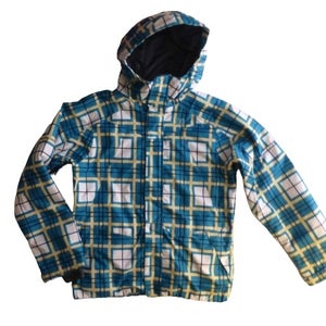 Womens M DC Exotex 5000 5K Turquoise Plaid Insulated Snowboard Jacket w Hood