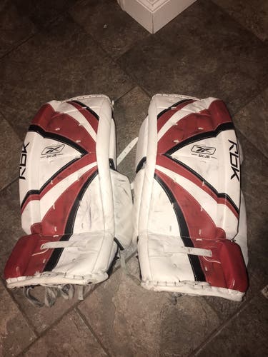 White Junior 25" Reebok  5K Goalie Leg Pads