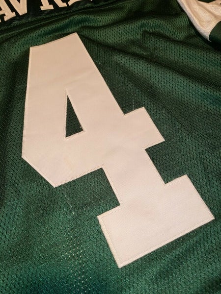 2008 NEW YORK JETS FAVRE #4 REEBOK ON FIELD JERSEY (AWAY) WOMENS (XL)