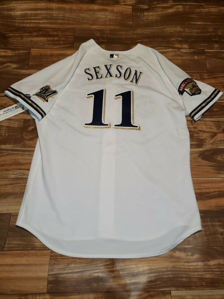 Rare Milwaukee Brewers Richie Sexson #11 MLB Home To Heroes 2001 Jersey  Size 48