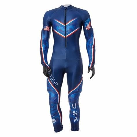 new Spyder WORLD CUP usst GS ski race LARGE speed suit FIS Blue Camo L - PADDED Giant Slalom USST