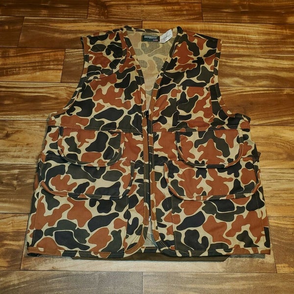 Vintage Rare Saftbak Duck Hunting Camo Vest Made In USA Zip Up Size Large